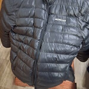 Moncler Black Puffer Jacket With Fur.
